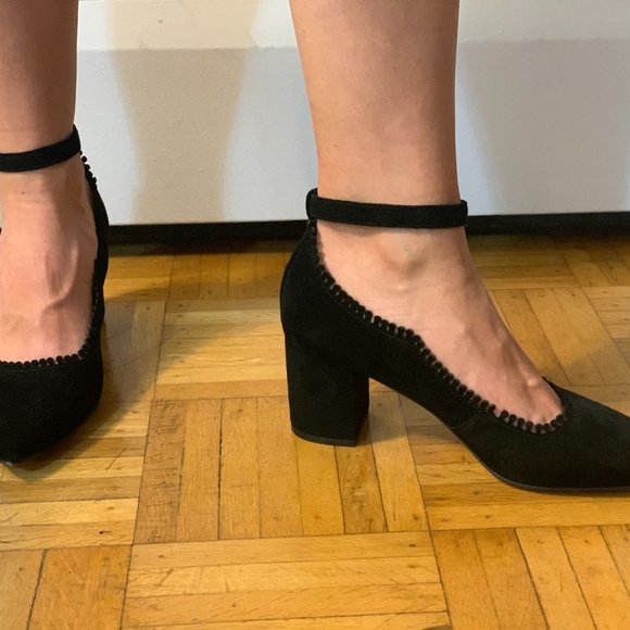 Wittner Black Suede Block Heels - Picture 2 of 4